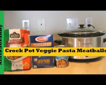 Crock Pot Vegetable Pasta and Meatballs Prepper Pantry Clean Out Recipe Food Storage