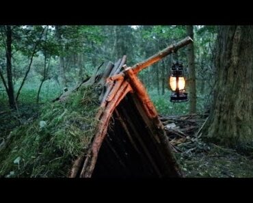 Bushcraft Overnighter – Survival Shelter build – No Talk – ASMR