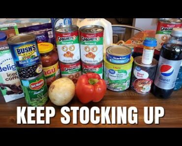 food shortage, price increases, shrinkflation, fuel cost – prepper pantry